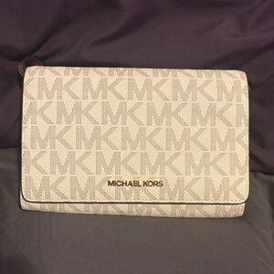 Michael Kors Beige Monogram Clutch